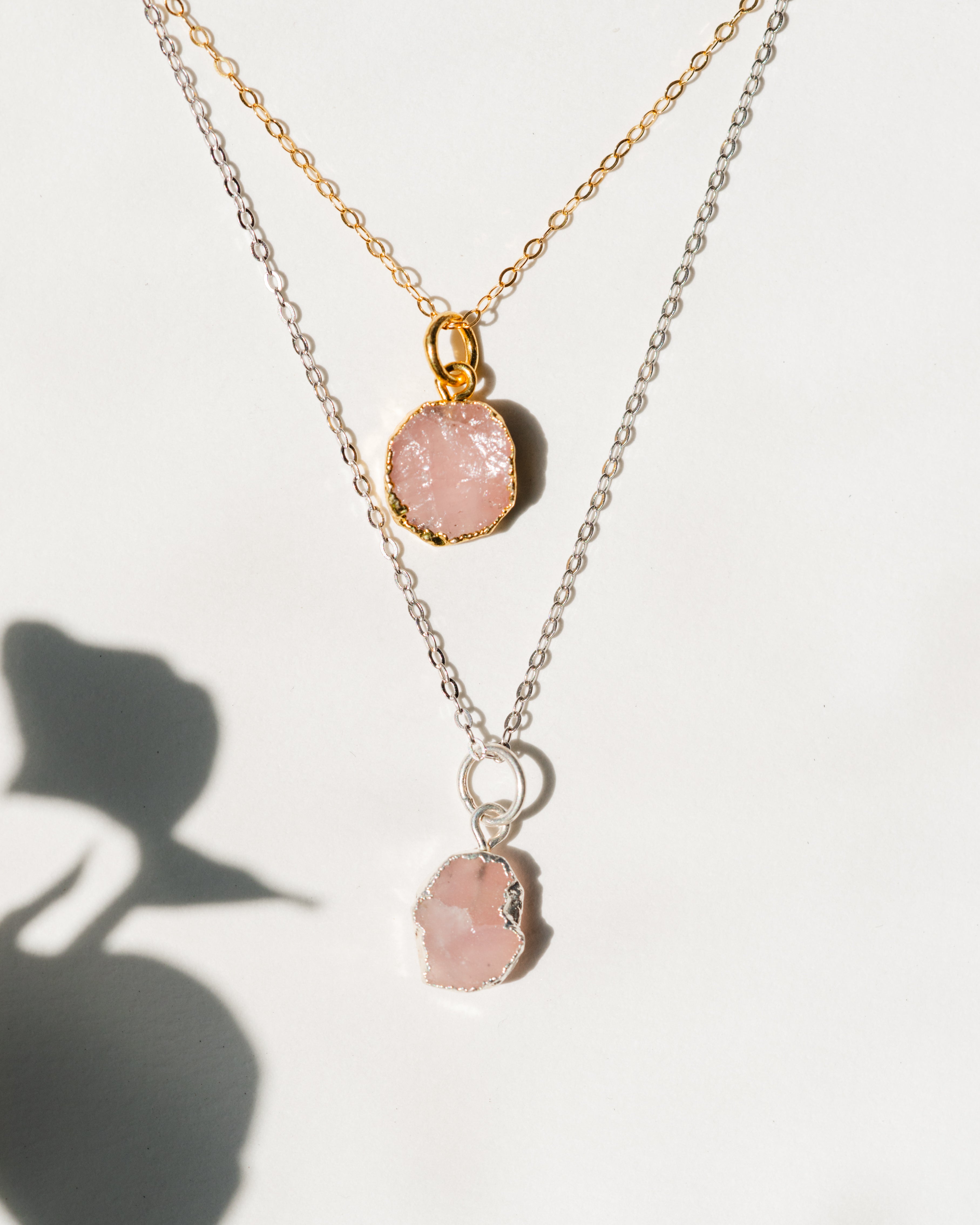 October Birthstone | Rose Quartz Necklace