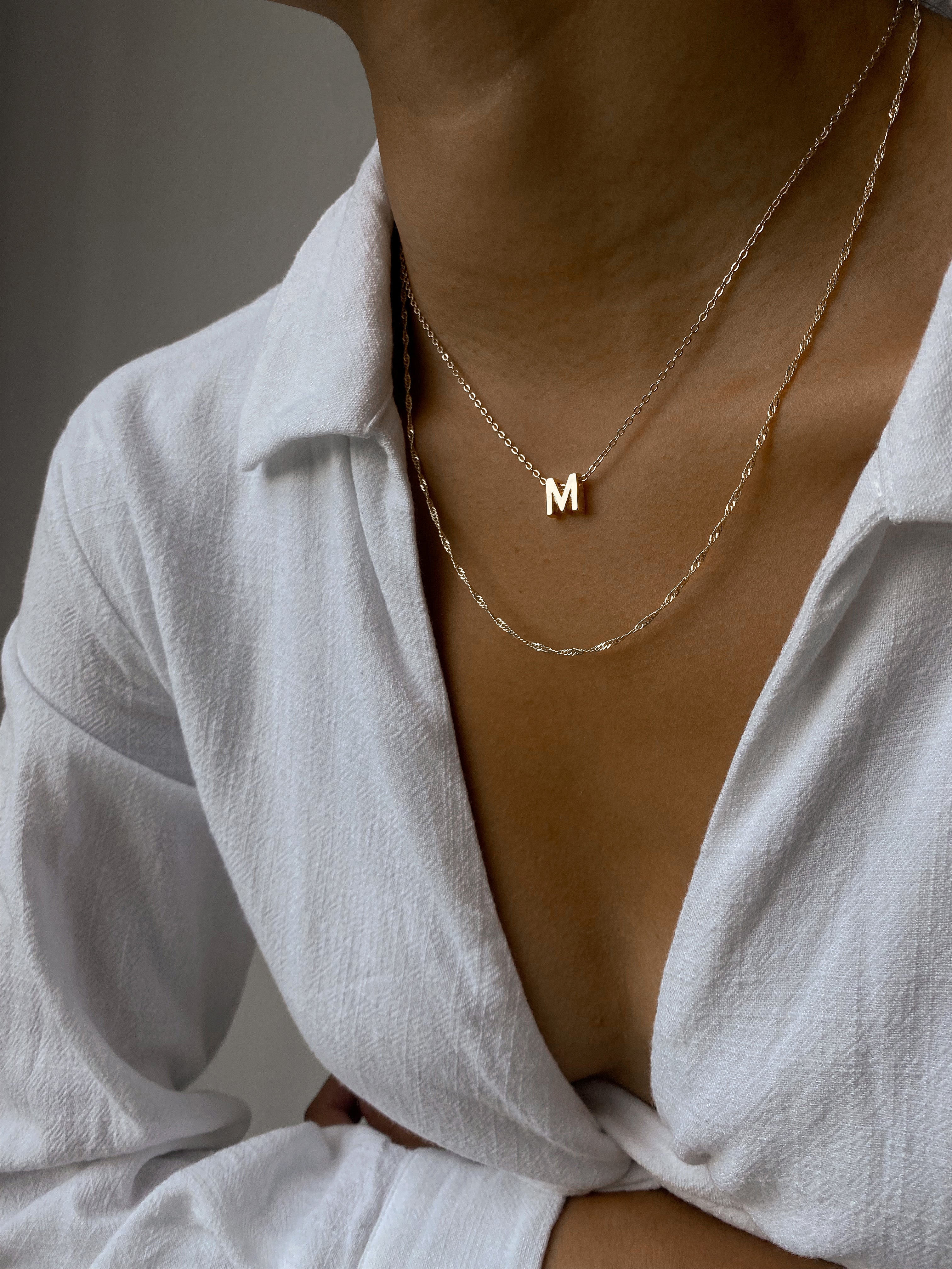 Alphabet + Long Anne Necklace Set