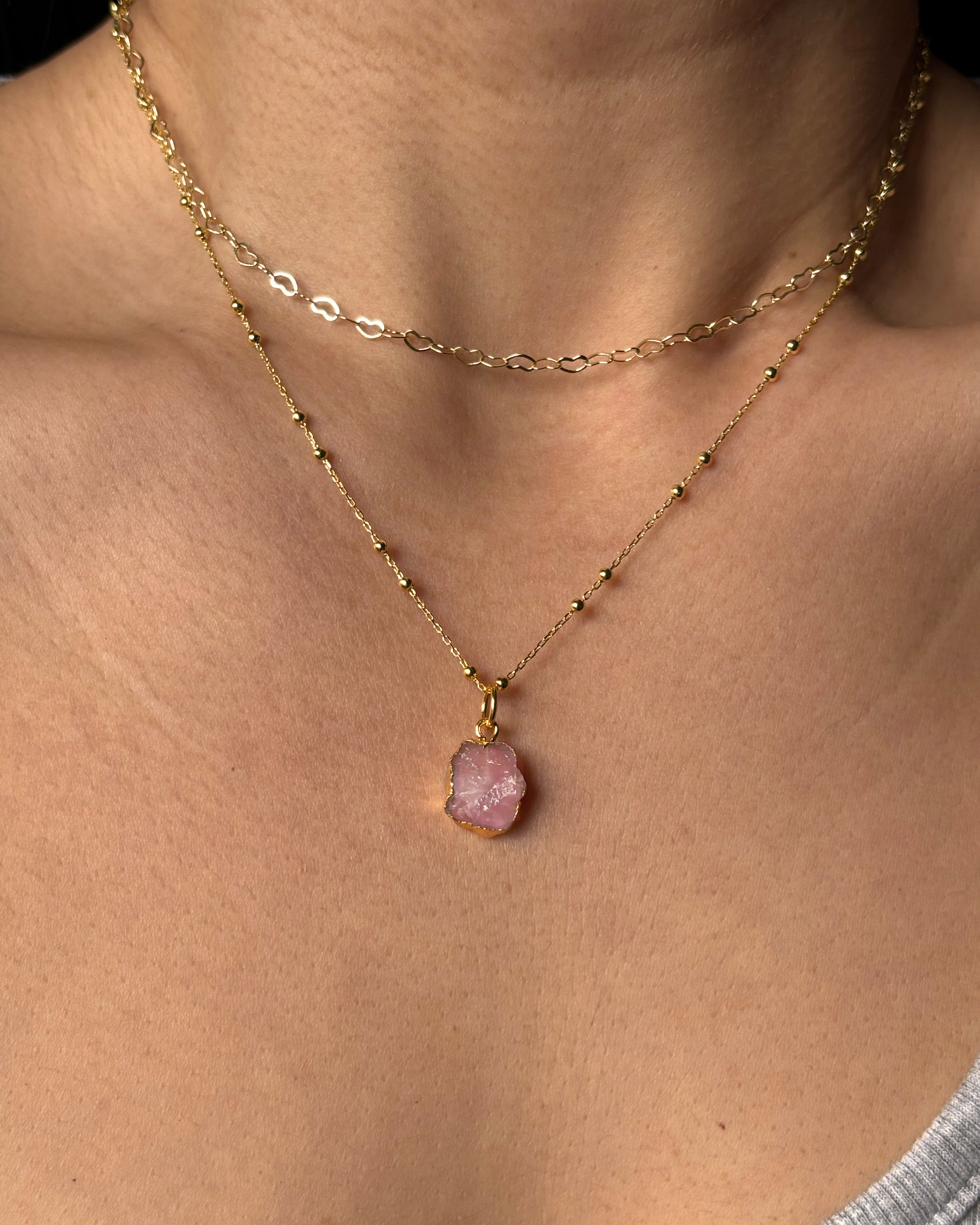 October Birthstone | Rose Quartz Necklace
