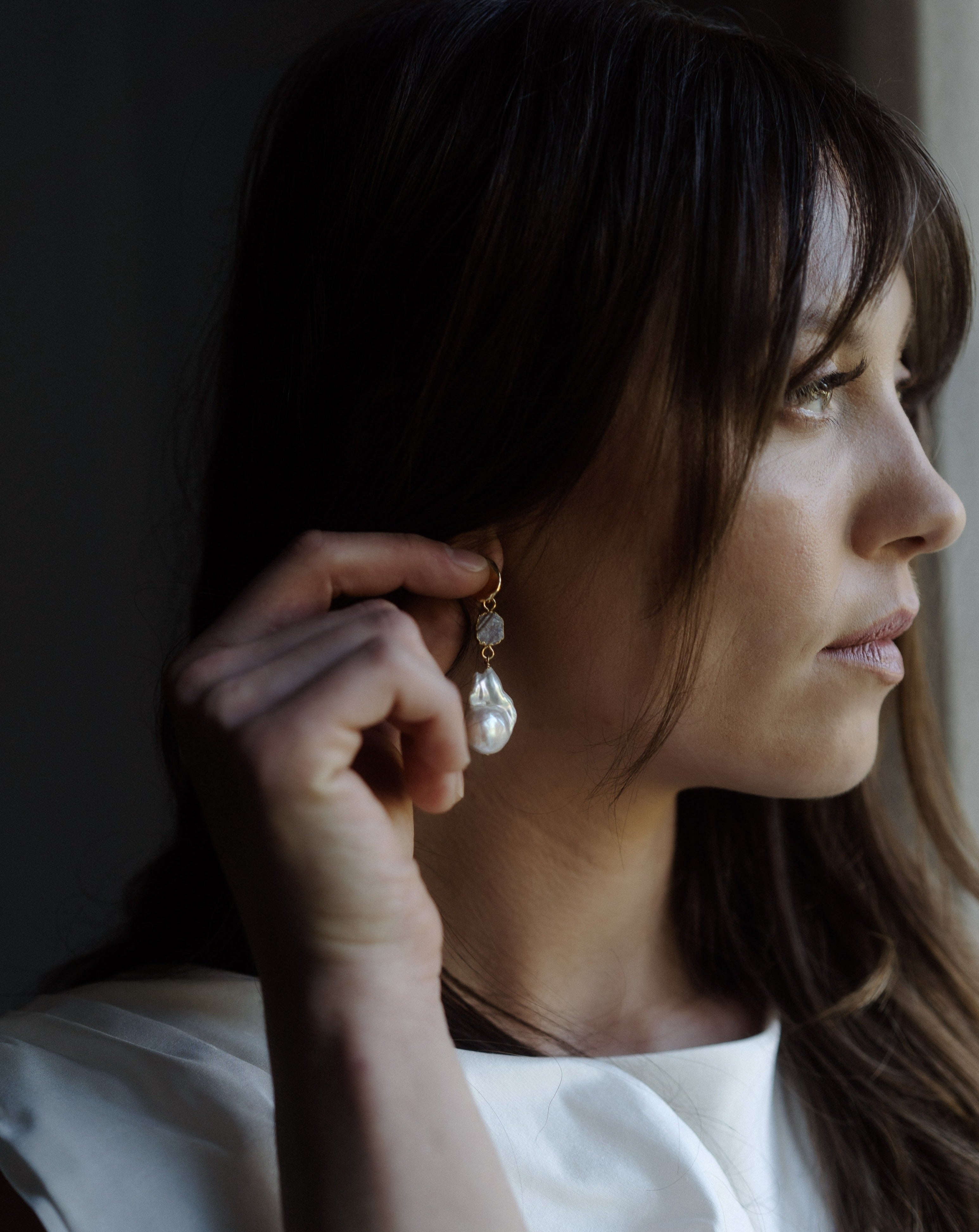 June | Moonstone Birthstones x Pearls Earrings