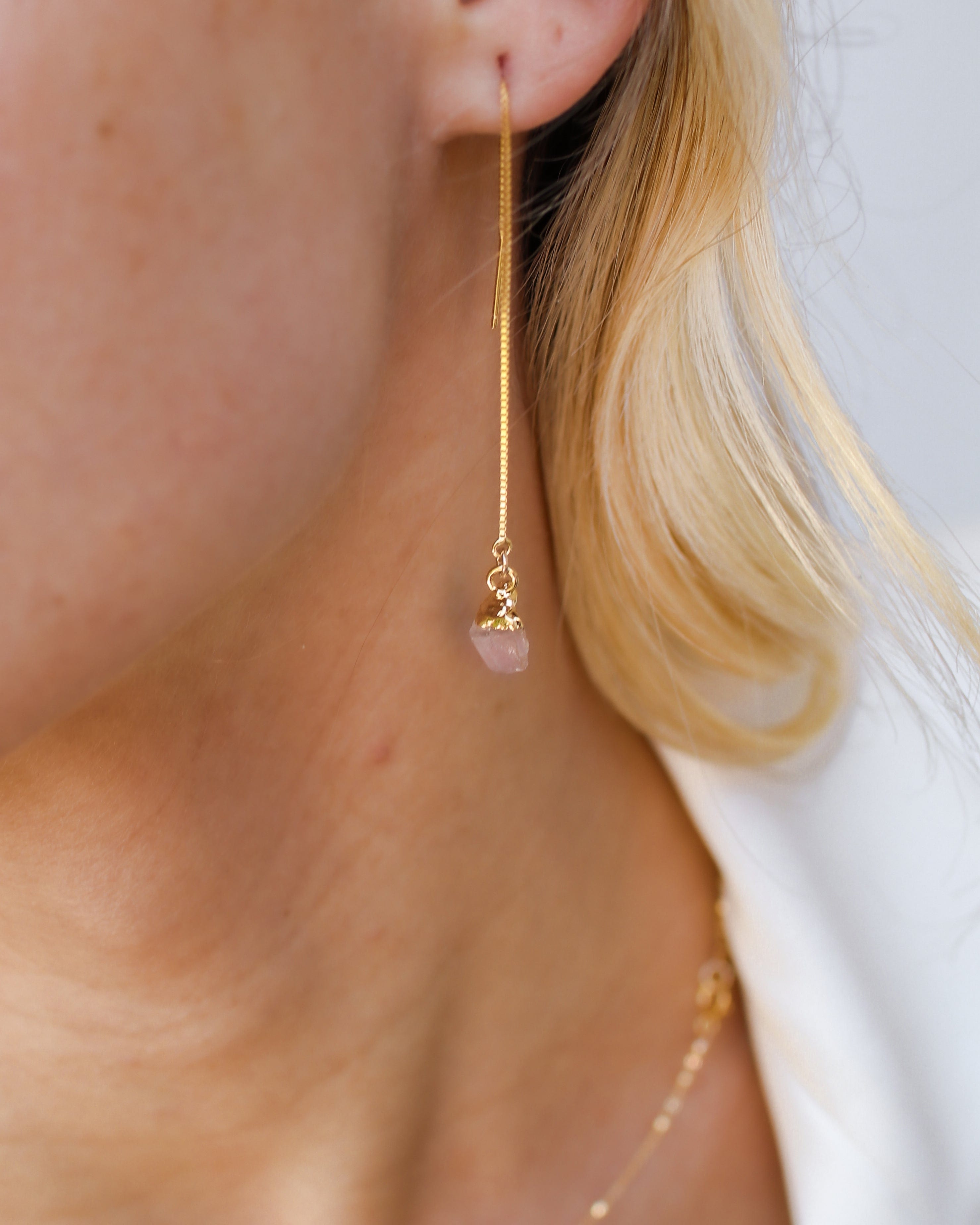 October | Rose Quartz Birthstone Earrings