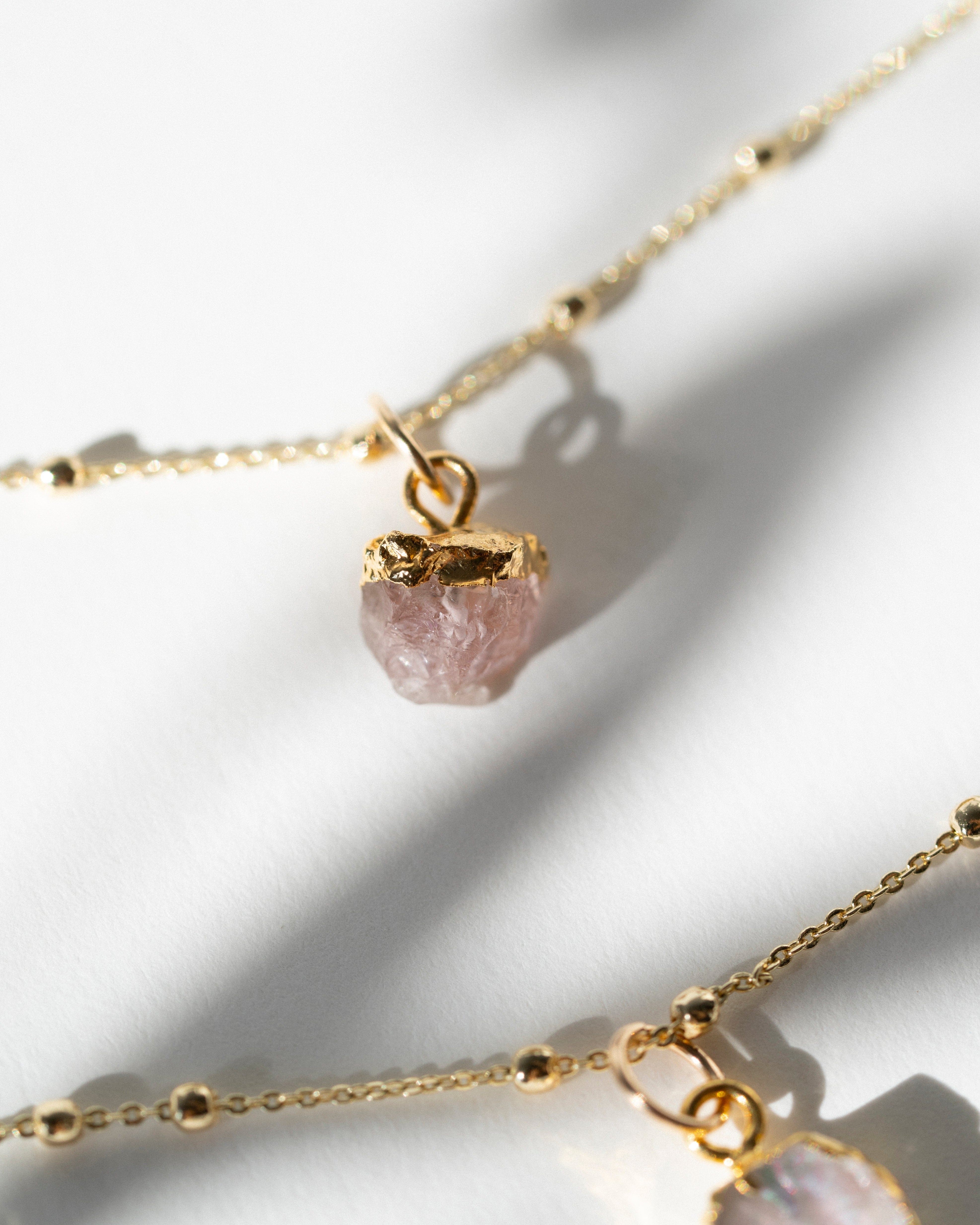 October Birthstone | Rose Quartz Necklace