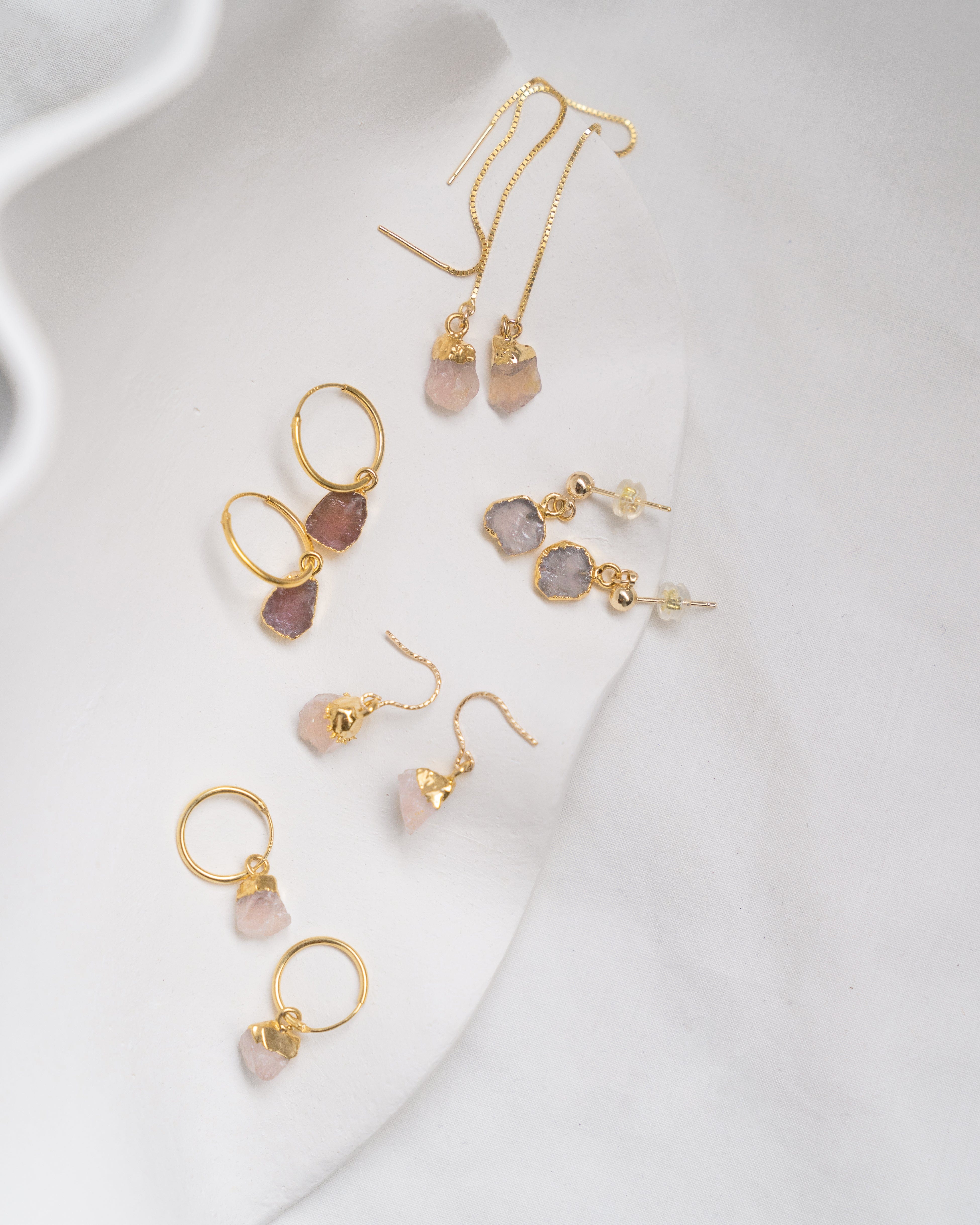 October | Rose Quartz Earrings