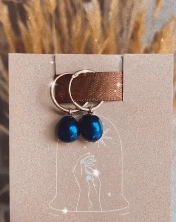 Tiffany Black Pearl Hoops