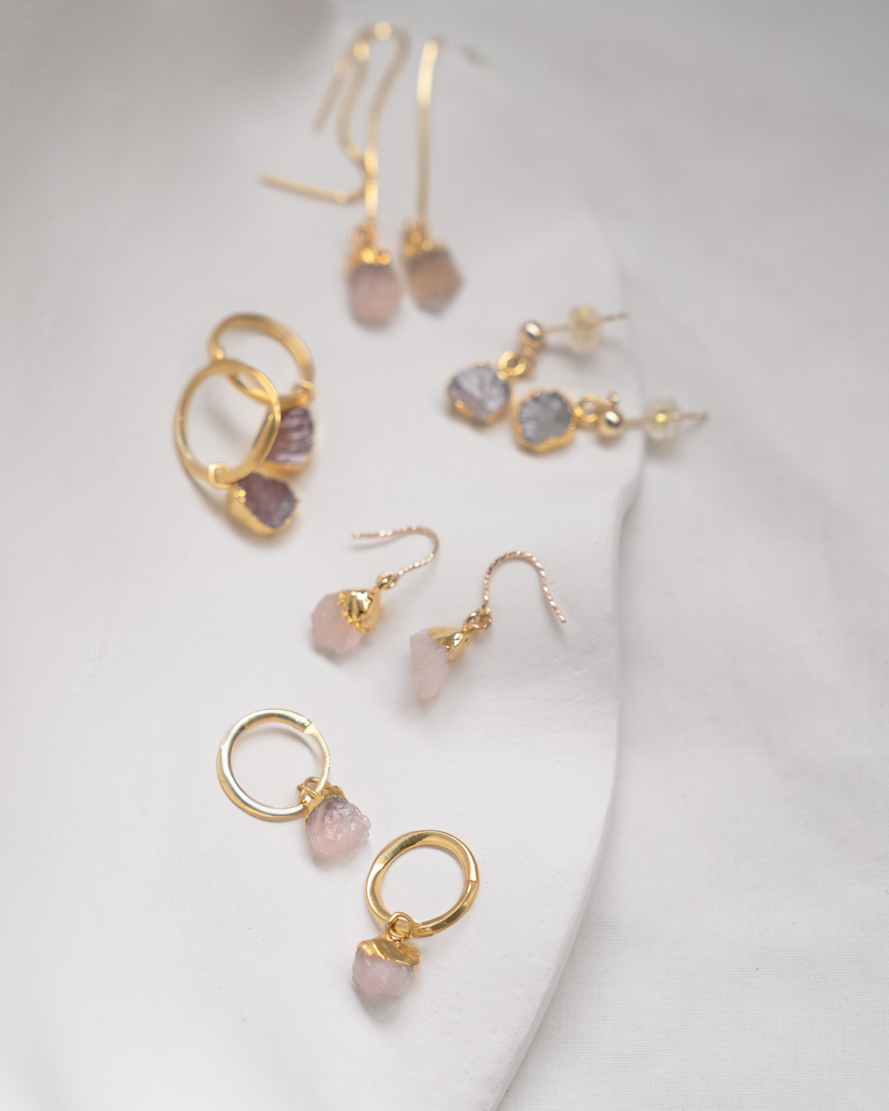 October | Rose Quartz Birthstone Earrings