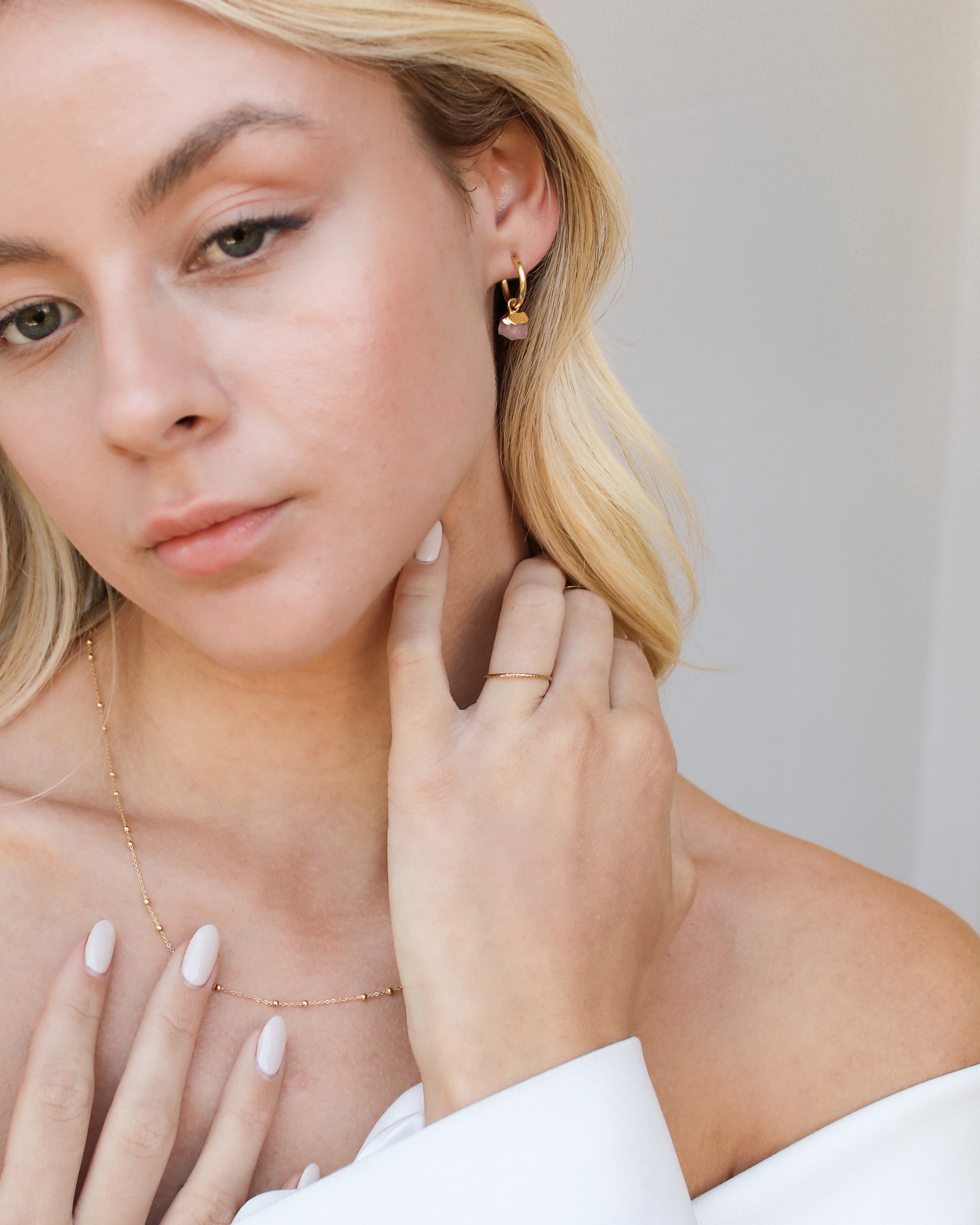 October | Rose Quartz Birthstone Earrings