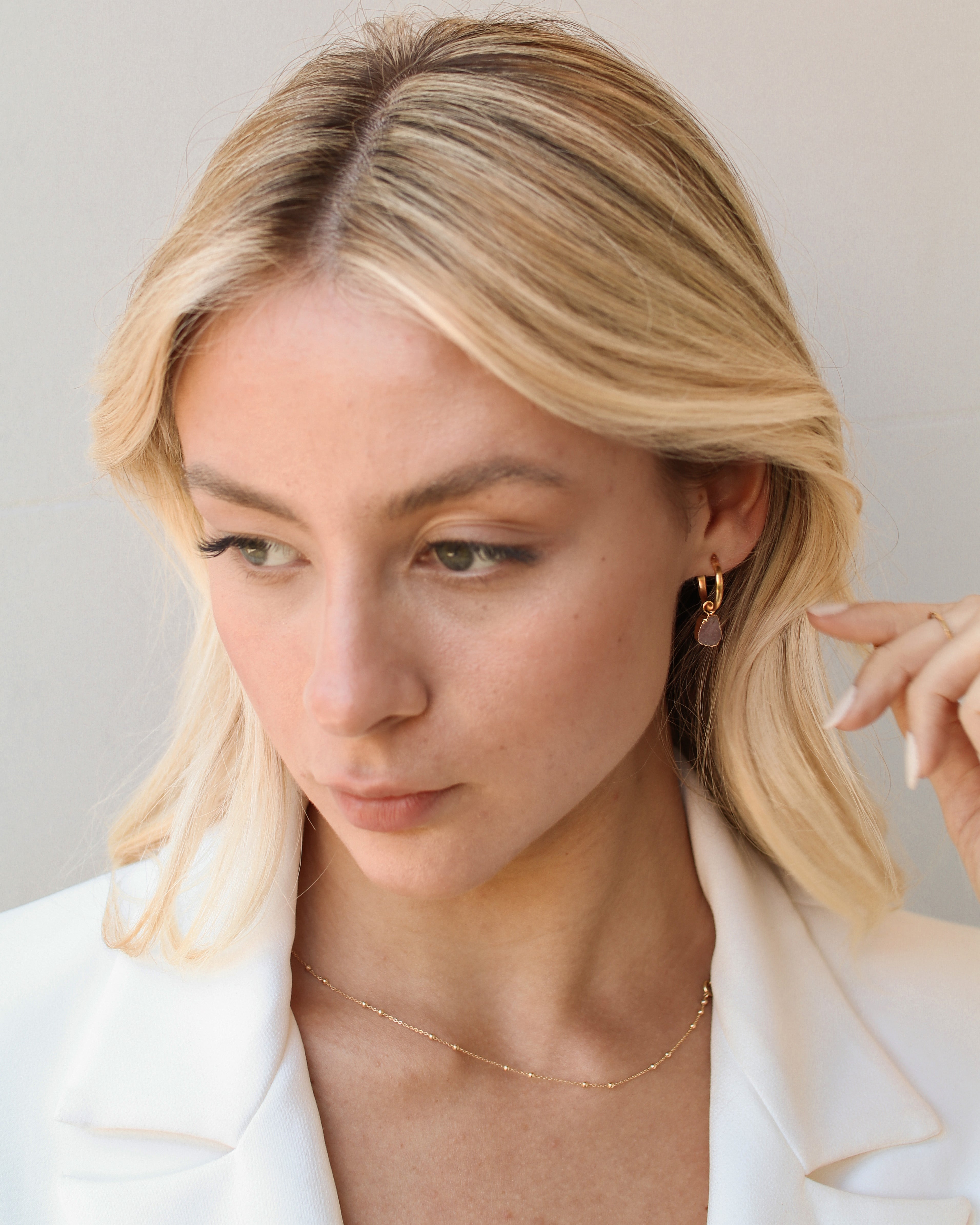 October | Rose Quartz Birthstone Earrings