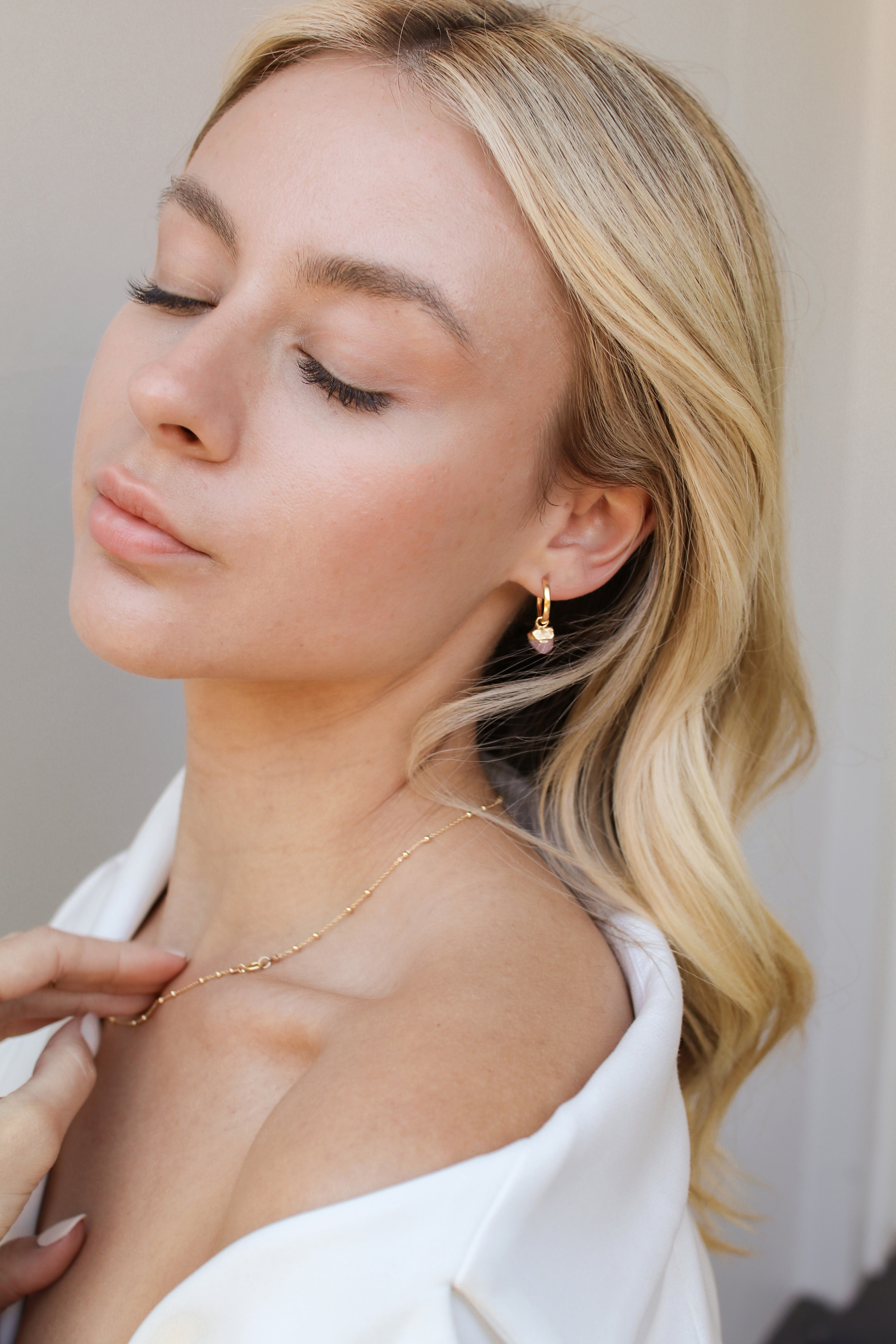 October | Rose Quartz Birthstone Earrings