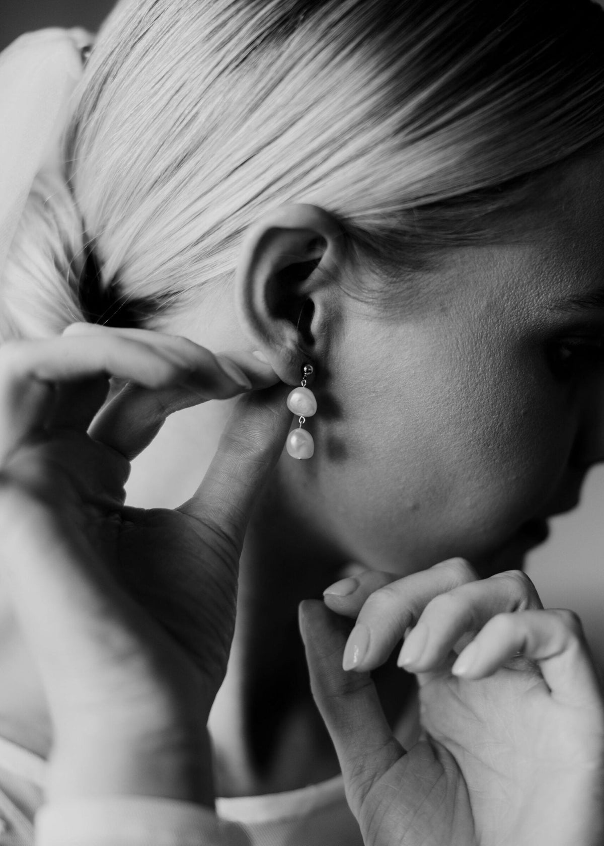 Elisse Double Pearl Drop Studs