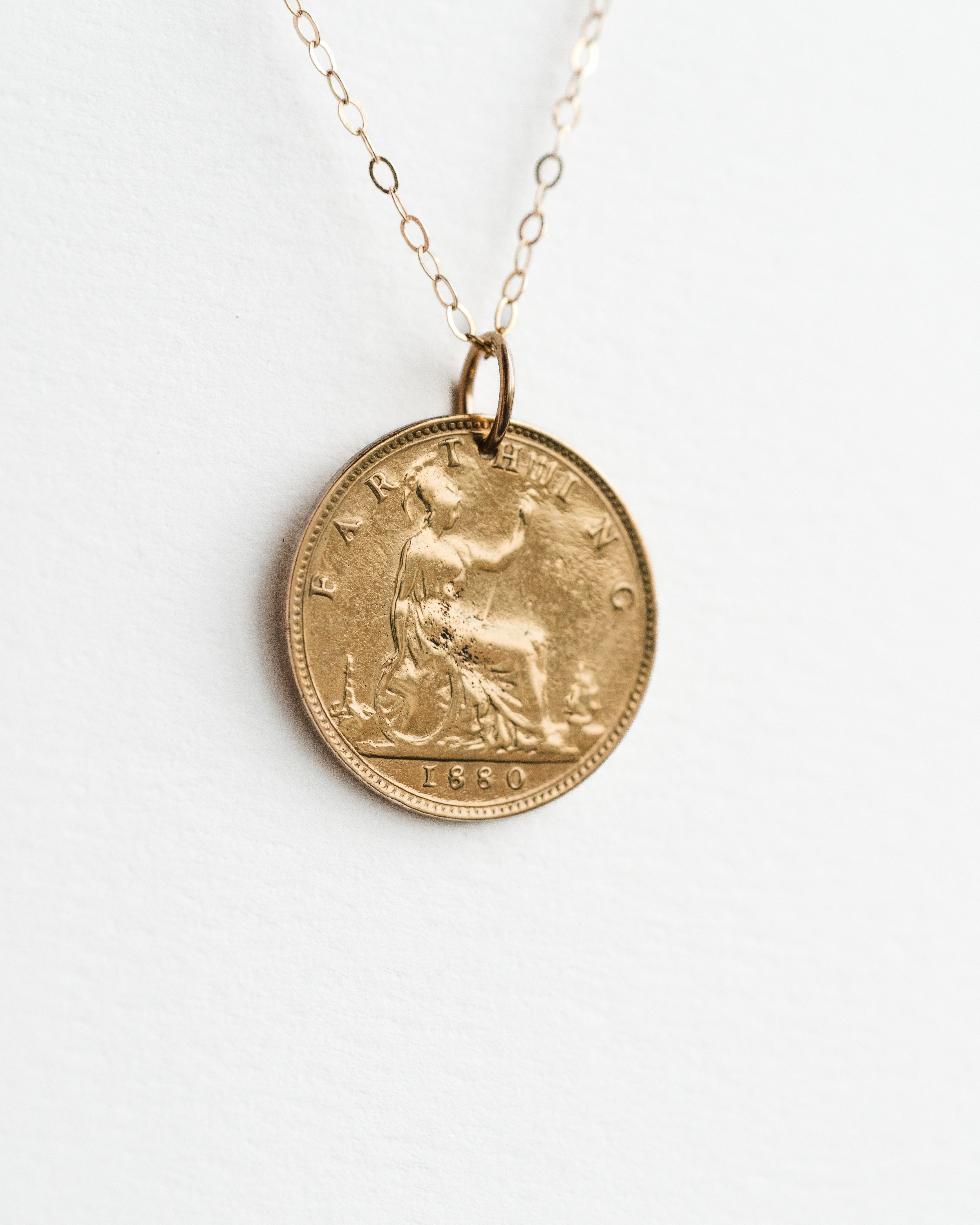 England | 1880 Farthing Coin Necklace