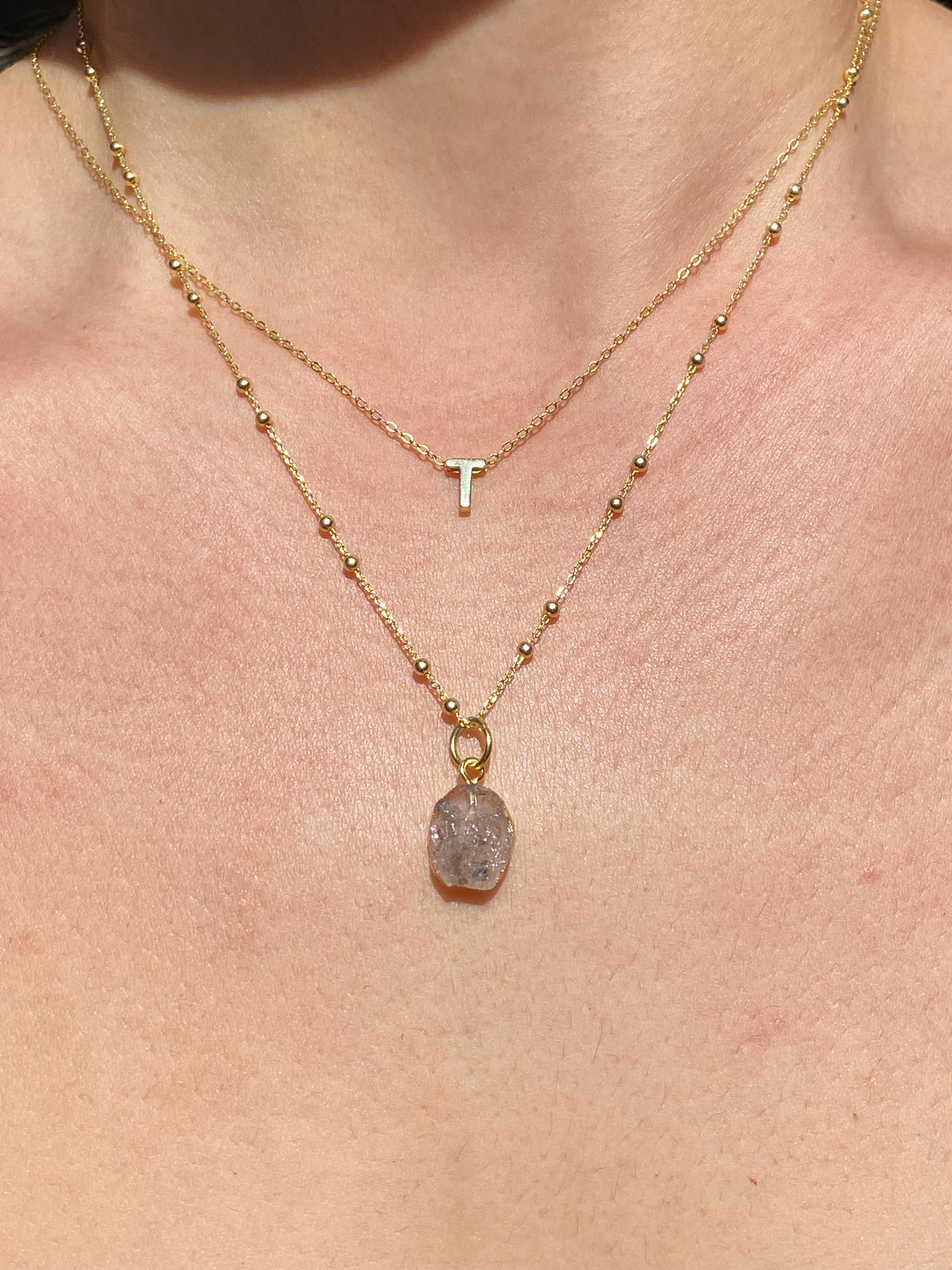 Alphabet + Flat Birthstone Set (April | Herkimer Diamond)