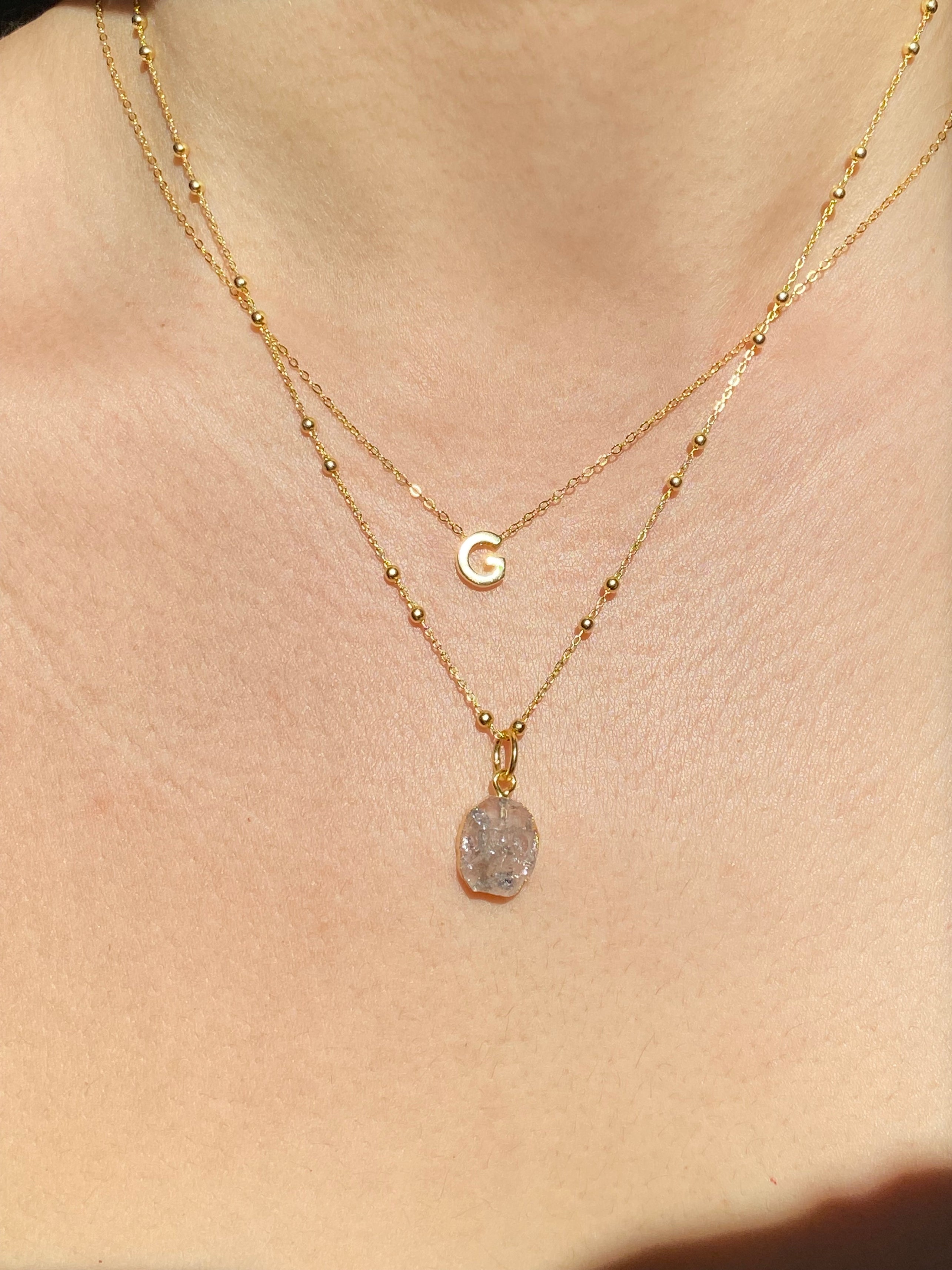 Alphabet + Flat Birthstone Set (April | Herkimer Diamond)