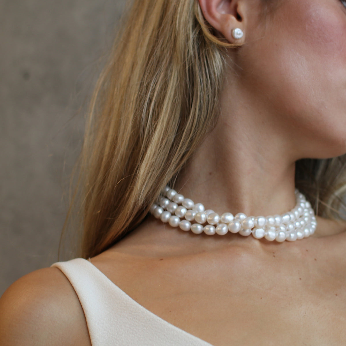 Elisse 3 Row Pearl Choker