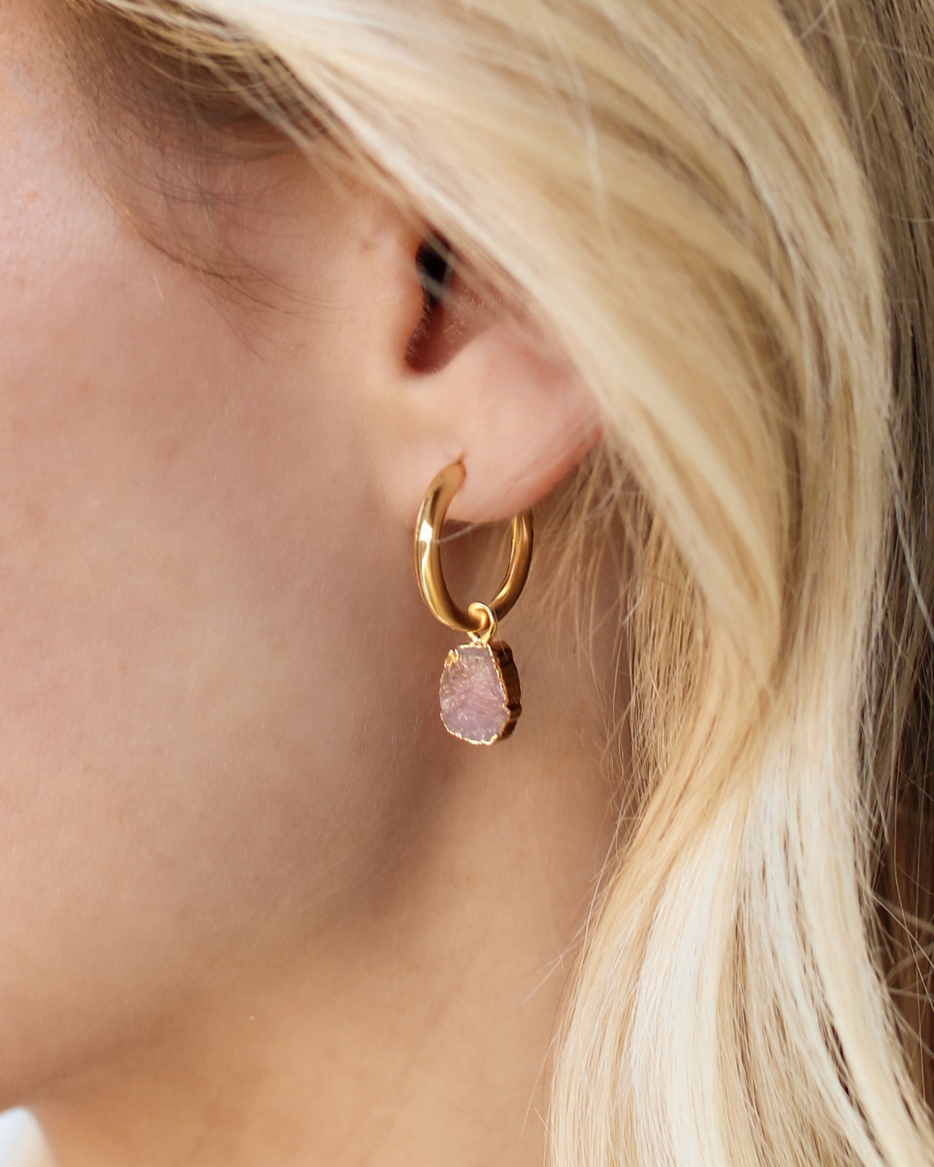 October | Rose Quartz Birthstone Earrings