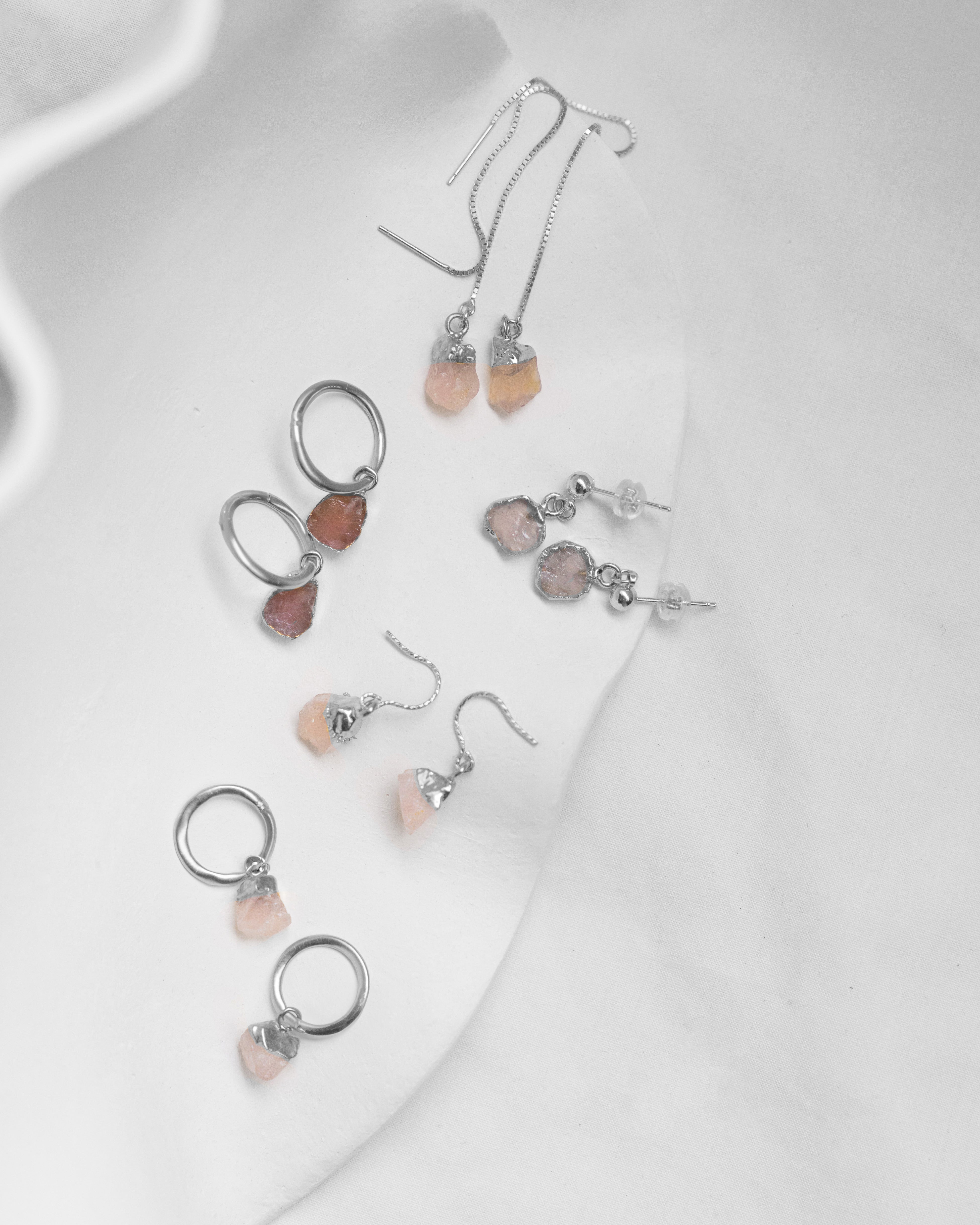 October | Rose Quartz Birthstone Earrings