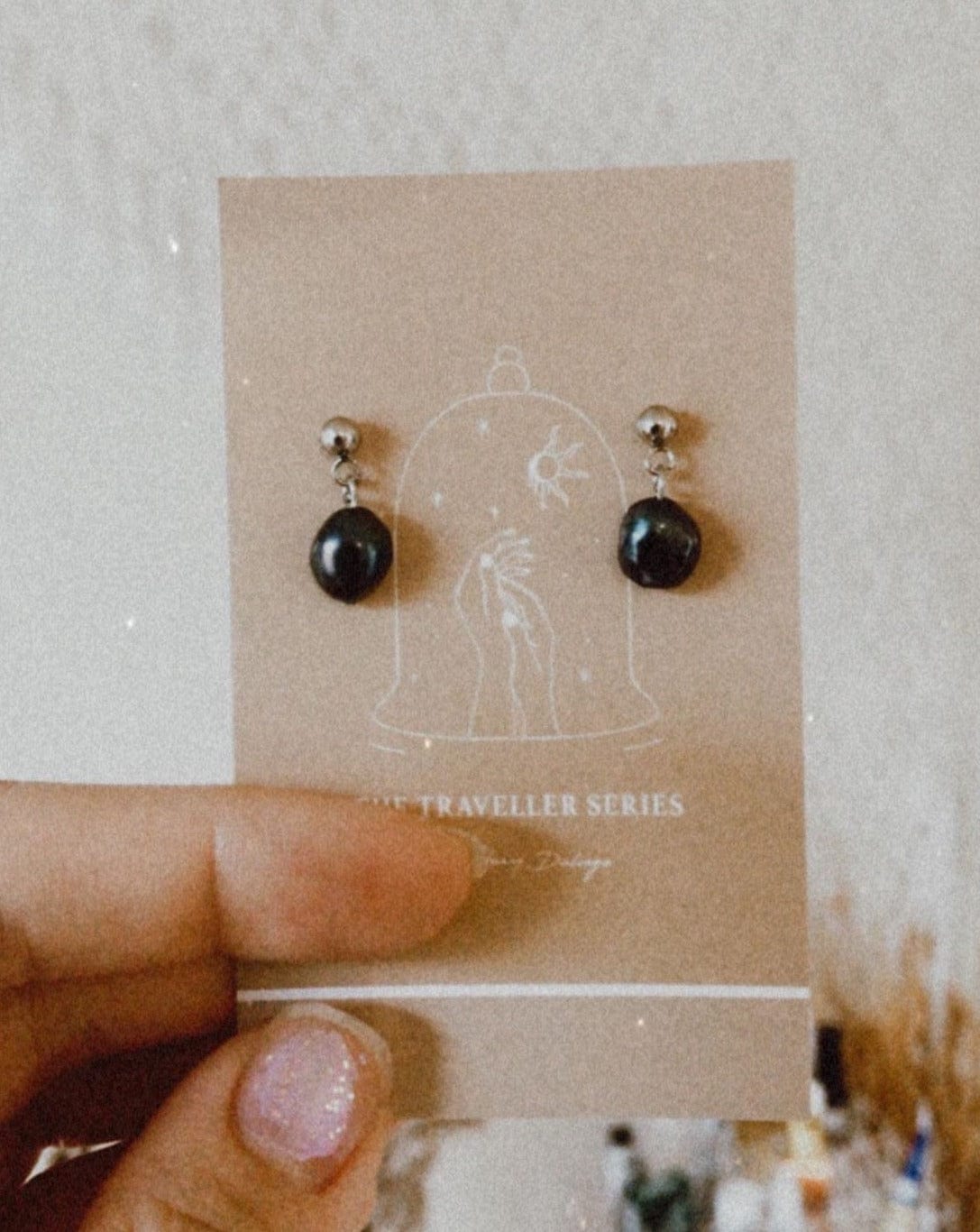 Elisse Black Pearl Earrings